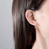 925 Silver Square CZ Stud Earrings Fine Jewelry Boucle D'Oreille Femme