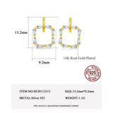 925 Silver Square CZ Stud Earrings Fine Jewelry Boucle D'Oreille Femme