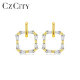 925 Silver Square CZ Stud Earrings Fine Jewelry Boucle D'Oreille Femme