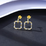 925 Silver Square CZ Stud Earrings Fine Jewelry Boucle D'Oreille Femme