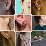 925 Silver Heart Stud Earrings Brushed Women Jewelry