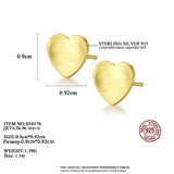 925 Silver Heart Stud Earrings Brushed Women Jewelry