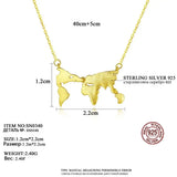 925 Silver Geometric Pendant Necklace Women Gold Jewelry SN0340