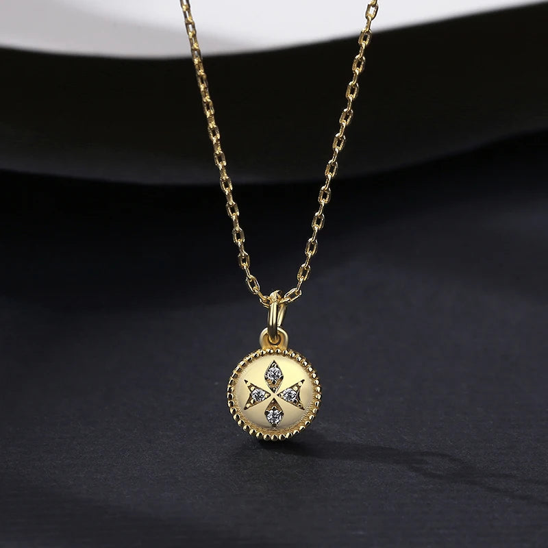 Bead Circle Long Pendant Necklace for Girls Cubic Zircon Christmas Accessories