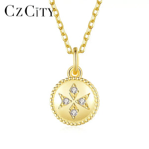 Bead Circle Long Pendant Necklace for Girls Cubic Zircon Christmas Accessories
