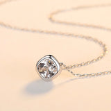 Square Zircon Pendant Necklace 925 Sterling Silver Women Charm Jewelry