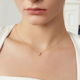 Square Zircon Pendant Necklace 925 Sterling Silver Women Charm Jewelry