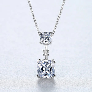 925 Silver CZ Pendant Chain Necklace Zircon Bridal Jewelry