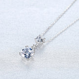 925 Silver CZ Pendant Chain Necklace Zircon Bridal Jewelry