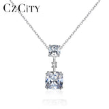 925 Silver CZ Pendant Chain Necklace Zircon Bridal Jewelry