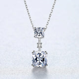 925 Silver CZ Pendant Chain Necklace Zircon Bridal Jewelry