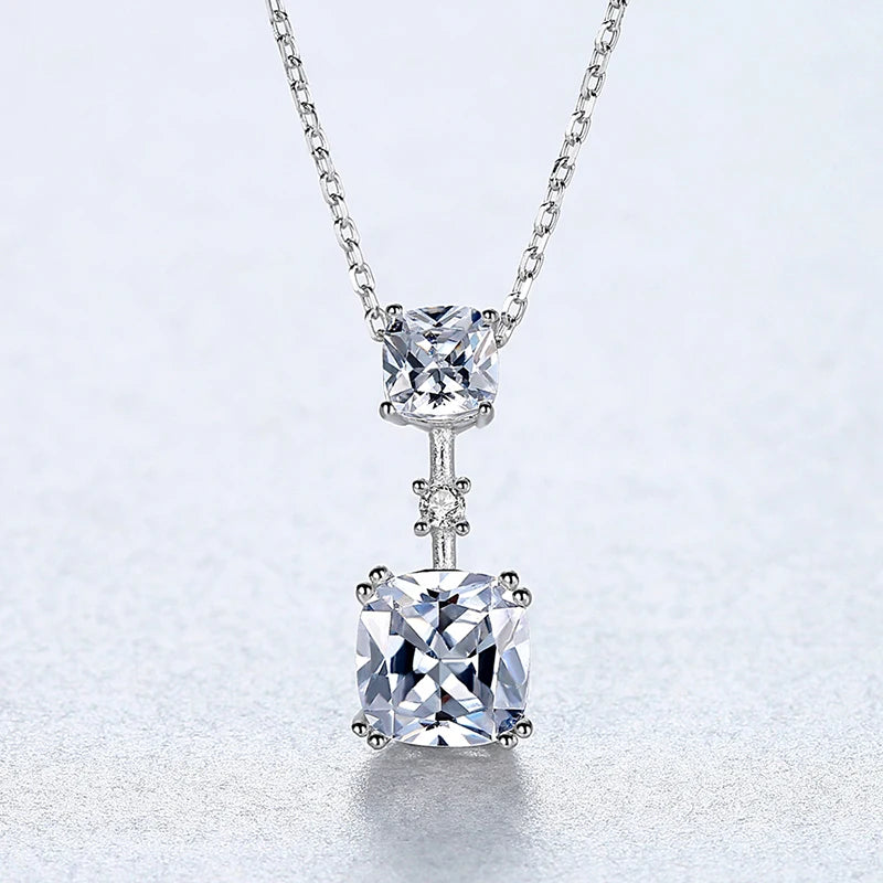 925 Silver CZ Pendant Chain Necklace Zircon Bridal Jewelry