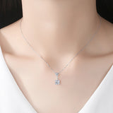 925 Silver CZ Pendant Chain Necklace Zircon Bridal Jewelry