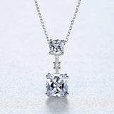 925 Silver CZ Pendant Chain Necklace Zircon Bridal Jewelry