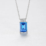 Aquamarine Pendant Necklace 925 Sterling Silver Kolye Gift