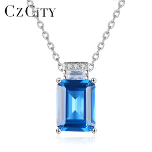 Aquamarine Pendant Necklace 925 Sterling Silver Kolye Gift