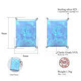 Square Fire Opal Stud Earrings 925 Sterling Silver