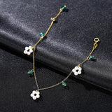 Bohemia 925 Silver Green Stone Natural Pearl Charms Bracelet for Women