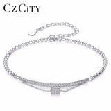 925 Silver Bracelet Women CZ Charm Style Girl Jewelry Delicate Chain
