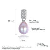 8-9mm Pearl Earring with Zircon Stone 925 Sterling Silver Drop Wedding Earrings