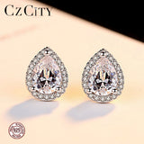 Water Drop CZ Silver Earrings Women Jewelry