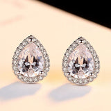 Water Drop CZ Silver Earrings Women Jewelry