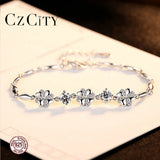 CZ 925 Silver Bracelet for Women Charm Flower Chain Bracelet Jewelry