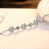 CZ 925 Silver Bracelet for Women Charm Flower Chain Bracelet Jewelry