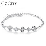 CZ 925 Silver Bracelet for Women Charm Flower Chain Bracelet Jewelry