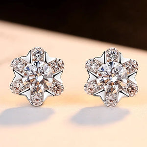 SnowFlower 925 Sterling Silver Stud Earrings for Women Silver Jewelry