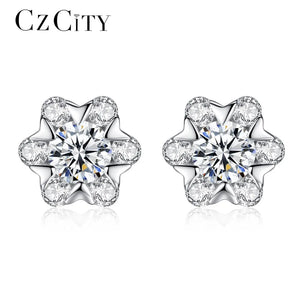 SnowFlower 925 Sterling Silver Stud Earrings for Women Silver Jewelry