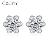 SnowFlower 925 Sterling Silver Stud Earrings for Women Silver Jewelry