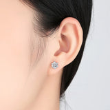 SnowFlower 925 Sterling Silver Stud Earrings for Women Silver Jewelry