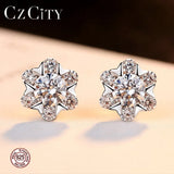 SnowFlower 925 Sterling Silver Stud Earrings for Women Silver Jewelry