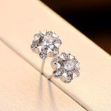 SnowFlower 925 Sterling Silver Stud Earrings for Women Silver Jewelry
