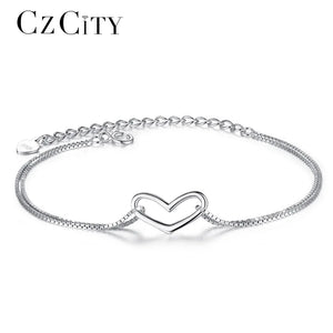 Love Charm Bracelet Delicate Silver 925 Heart Bracelet for Wedding