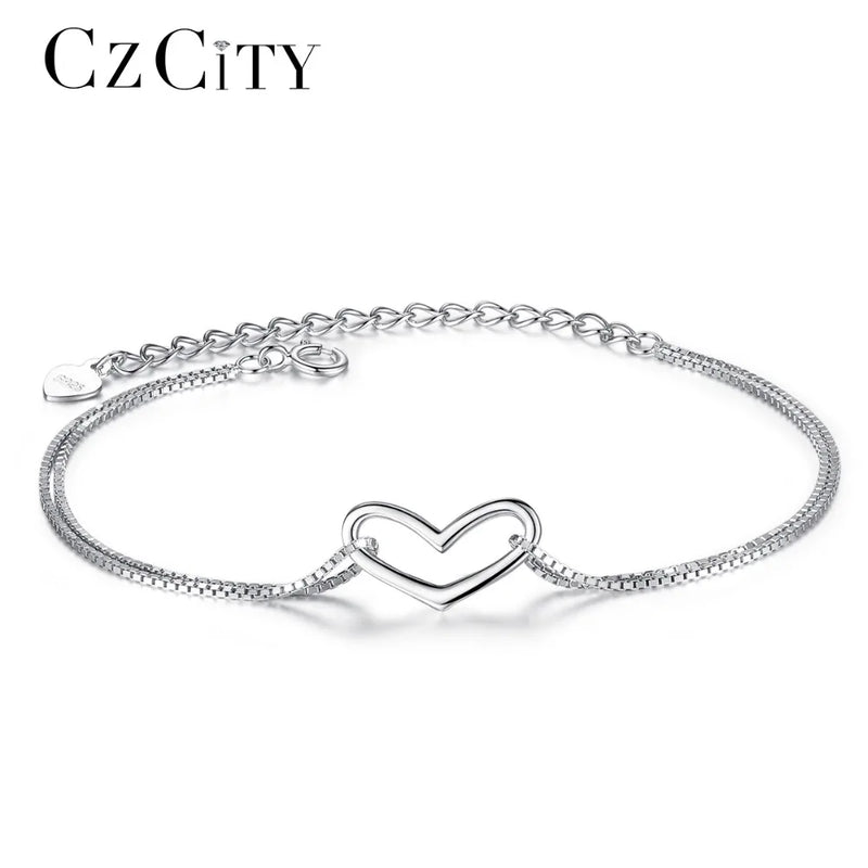Love Charm Bracelet Delicate Silver 925 Heart Bracelet for Wedding