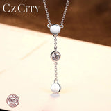 925 Sterling Silver Link Chain Necklace Choker Collar Tiny Cubic Zircon