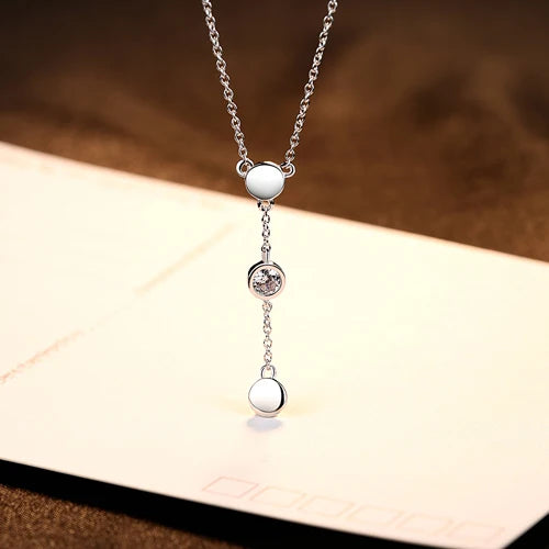 925 Sterling Silver Link Chain Necklace Choker Collar Tiny Cubic Zircon
