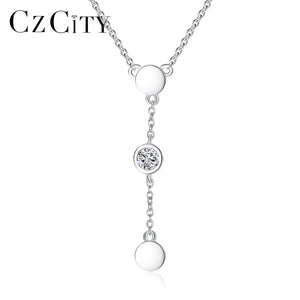 925 Sterling Silver Link Chain Necklace Choker Collar Tiny Cubic Zircon