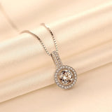 Zircon Stone Charm Pendant Silver Box Chain Necklace Classic Jewelry