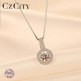 Zircon Stone Charm Pendant Silver Box Chain Necklace Classic Jewelry