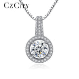 Zircon Stone Charm Pendant Silver Box Chain Necklace Classic Jewelry