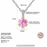 Classic Pink Zircon 925 Silver Pendant Necklace Water Wave Chain
