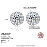 CZ Flower Stud Earrings 925 Silver Bride Jewelry Party Gift