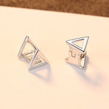 925 Silver Clip Earrings Triangular Shape Classic Style