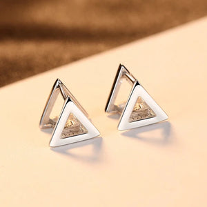 925 Silver Clip Earrings Triangular Shape Classic Style