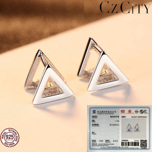 925 Silver Clip Earrings Triangular Shape Classic Style