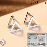 925 Silver Clip Earrings Triangular Shape Classic Style