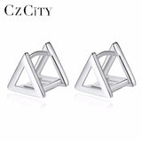 925 Silver Clip Earrings Triangular Shape Classic Style